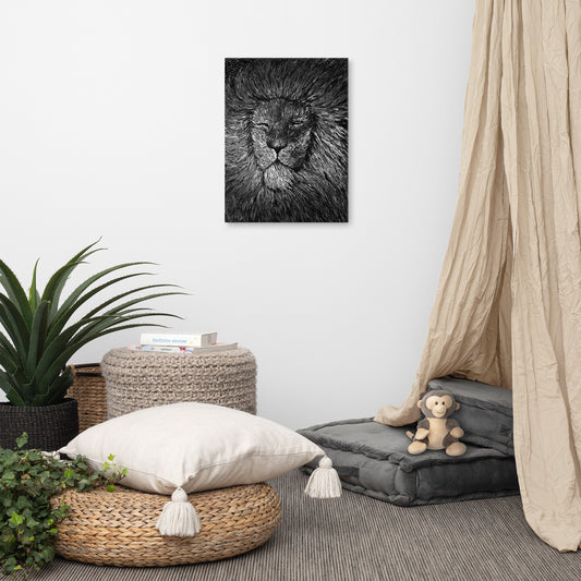 The Unconventional Lion (black and white shadowed image)   Canvas Print