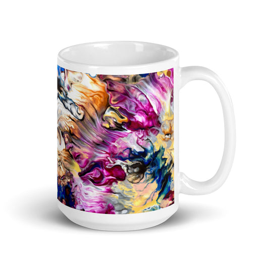 Traces Of Flowing Faces Series #5 (section of painting)   White glossy mug